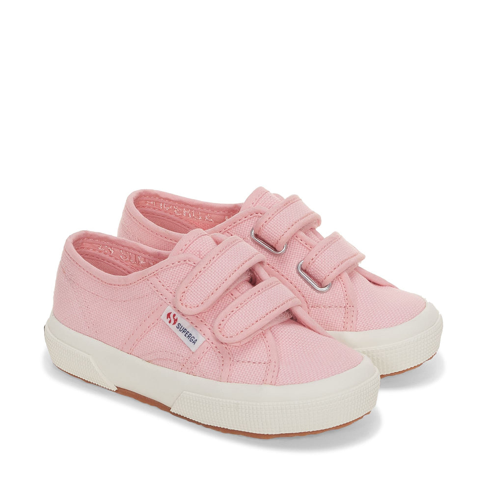 Le Superga Kid unisex 2750-COTJSTRAP CLASSIC Sneaker PINK TICKLED-FAVORIO Dressed Front (jpg Rgb)	