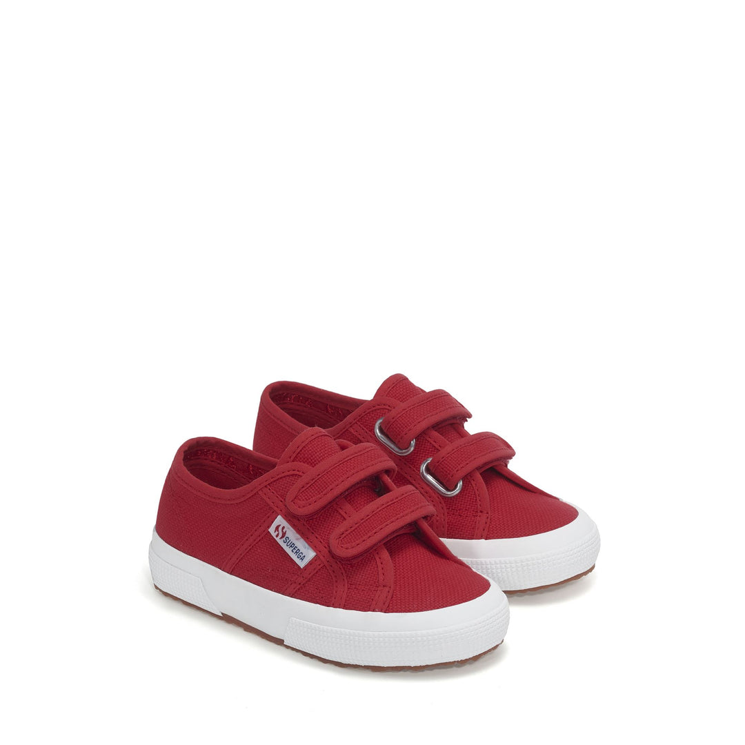 Le Superga Kid unisex 2750-COTJSTRAP CLASSIC Sneaker RED-WHITE Dressed Front (jpg Rgb)	