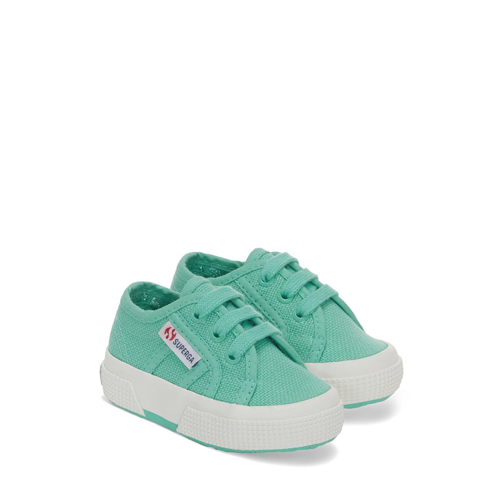 Le Superga Kid unisex 2750 BABY CLASSIC Sneaker GREEN WATER-FAVORIO Dressed Front (jpg Rgb)	