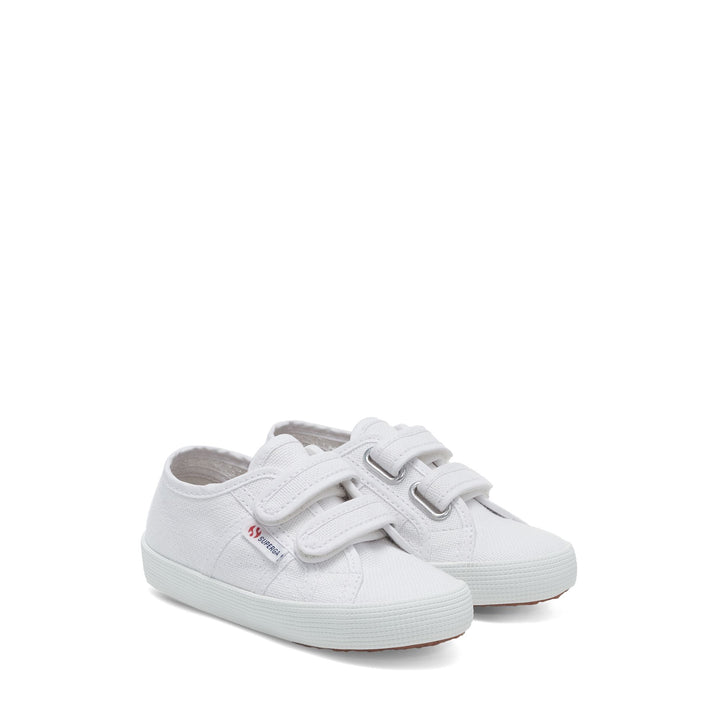 Le Superga Kid unisex 2750 KIDS STRAPS EASYLITE Sneaker WHITE Dressed Front (jpg Rgb)	