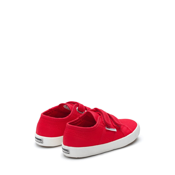 Le Superga Kid unisex 2750 KIDS STRAPS EASYLITE Sneaker RED-WHITE Dressed Side (jpg Rgb)		