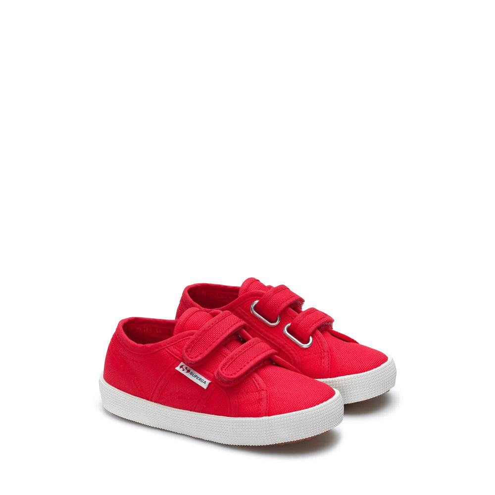 Le Superga Kid unisex 2750 KIDS STRAPS EASYLITE Sneaker RED-WHITE Dressed Front (jpg Rgb)	