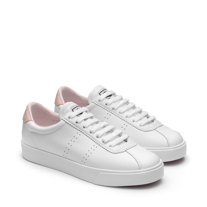 Sneakers Unisex 2843 CLUB S COMFORT LEATHER Low Cut WHITE-PINK SMOKE Dressed Front (jpg Rgb)	