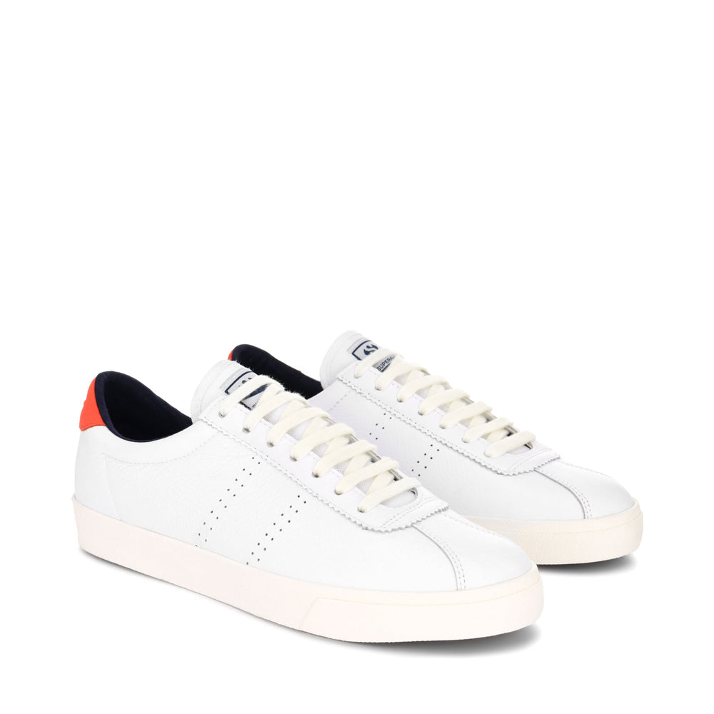 Sneakers Unisex 2843 CLUB S COMFORT LEATHER Low Cut ORANGE TOMATO-BLUE NAVY Dressed Front (jpg Rgb)	