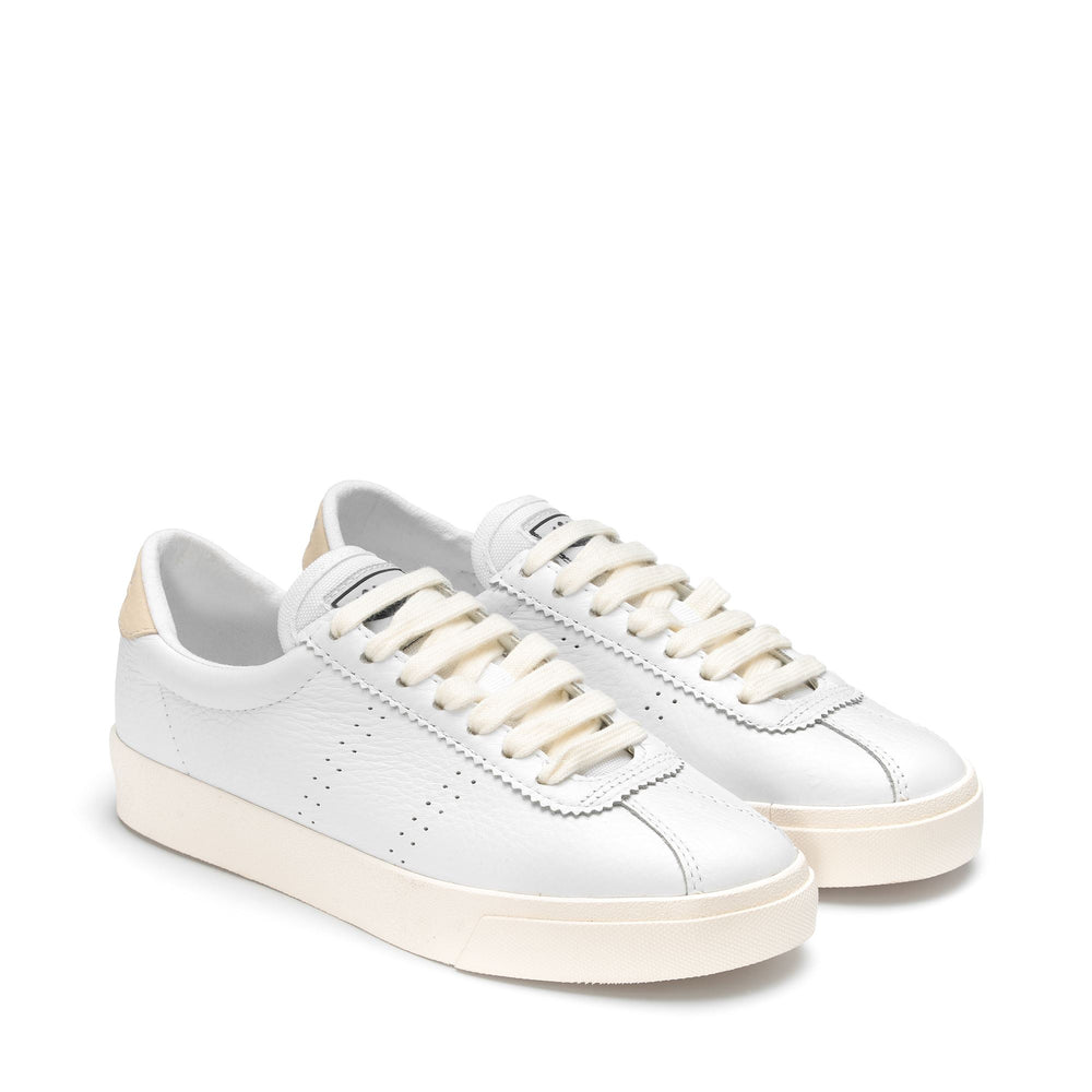 Sneakers Unisex 2843 CLUB S COMFORT LEATHER Low Cut WHITE-BEIGE GESSO-WHITE AVORIO Dressed Front (jpg Rgb)	