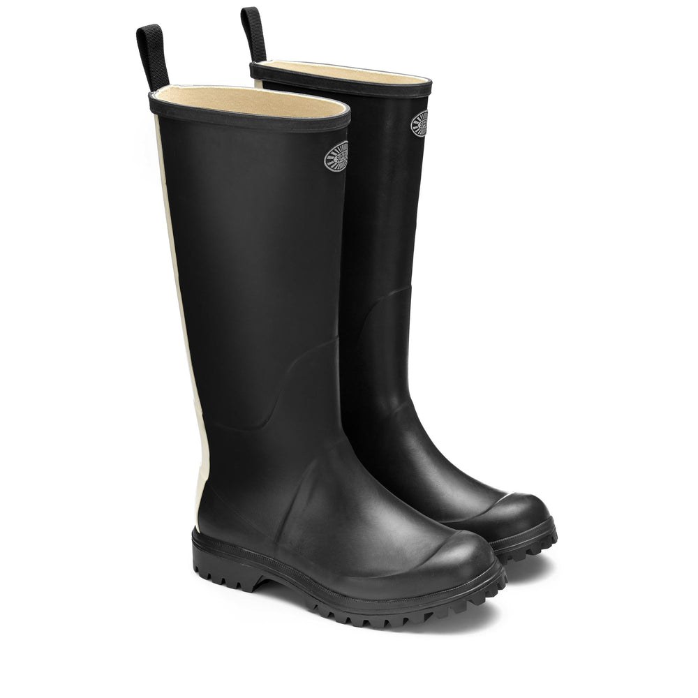 Rubber Boots Unisex 799 RUBBER BOOTS LETTERING High Cut BLACK Dressed Front (jpg Rgb)	