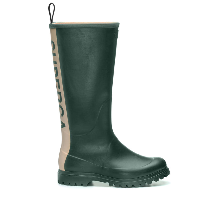 Rubber Boots Unisex 799 RUBBER BOOTS LETTERING High Cut GREEN DK FOREST-OFF WHITE Photo (jpg Rgb)			