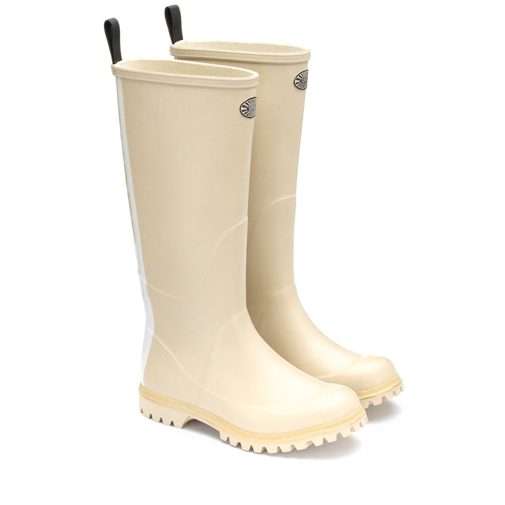 Rubber Boots Unisex 799 RUBBER BOOTS LETTERING High Cut BEIGE SEMOLINA Dressed Front (jpg Rgb)	