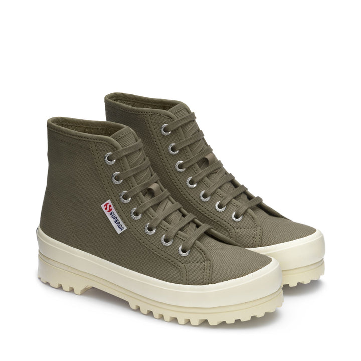 Ankle Boots Unisex 2341 ALPINA Laced GREEN SAFARI-F AVORIO Dressed Front (jpg Rgb)	
