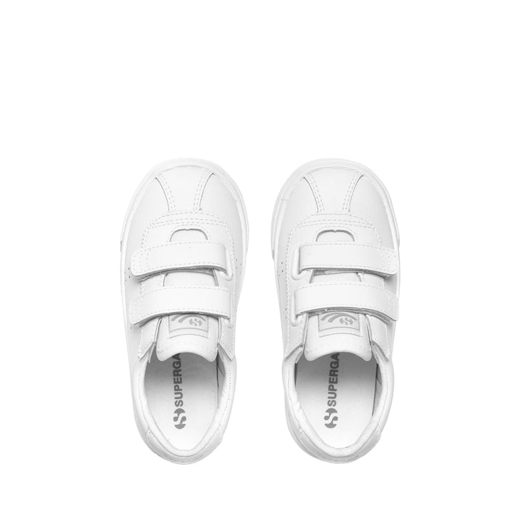Sneakers Kid unisex 2843 KIDS CLUB S STRAPS ACTION LEATHER Low Cut TOTAL WHITE Dressed Back (jpg Rgb)		