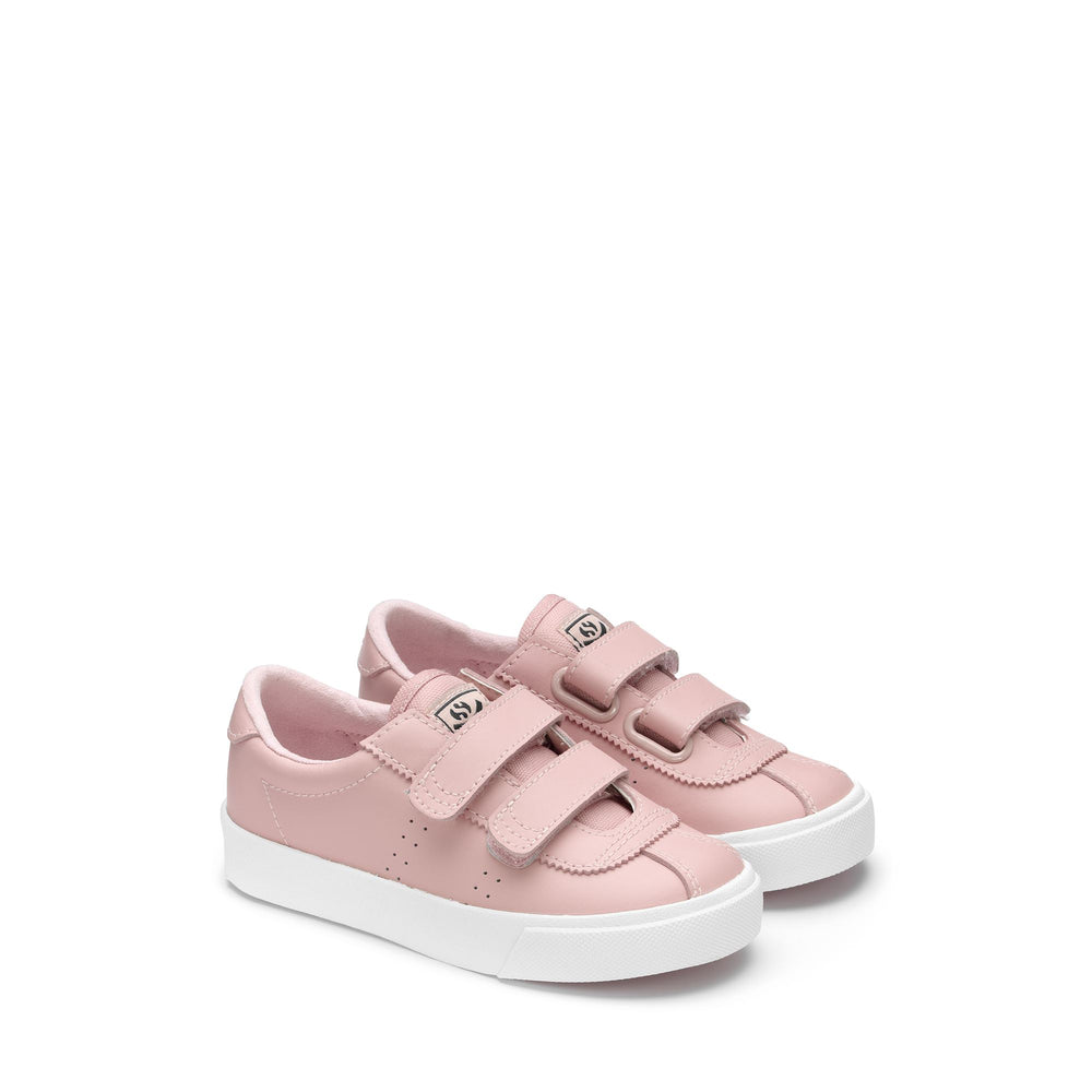 Sneakers Kid unisex 2843 KIDS CLUB S STRAPS ACTION LEATHER Low Cut PINK SMOKE Dressed Front (jpg Rgb)	