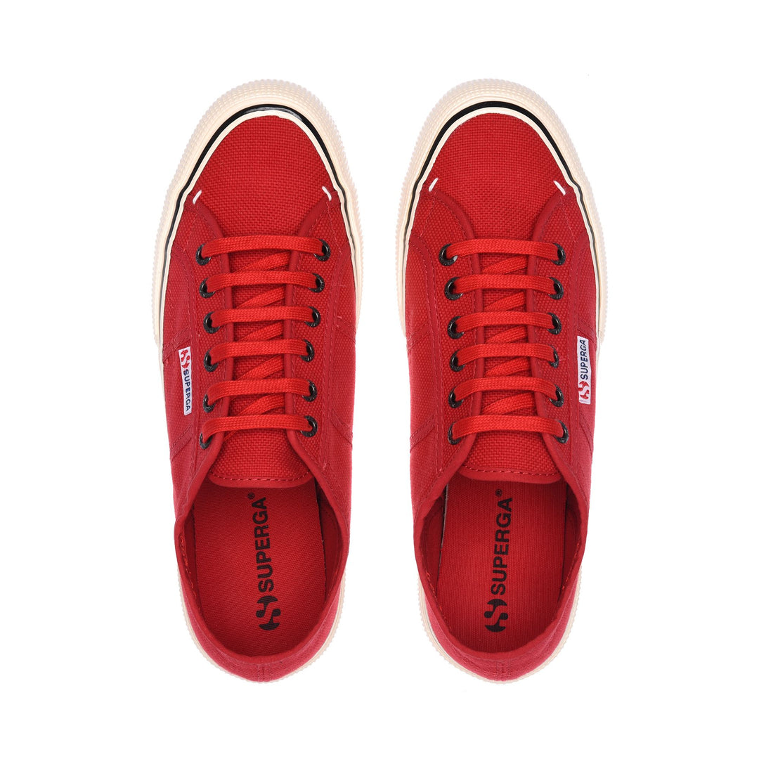 Le Superga Unisex 2490 BOLD Sneaker RED FLAME-OFF WHITE Dressed Back (jpg Rgb)		