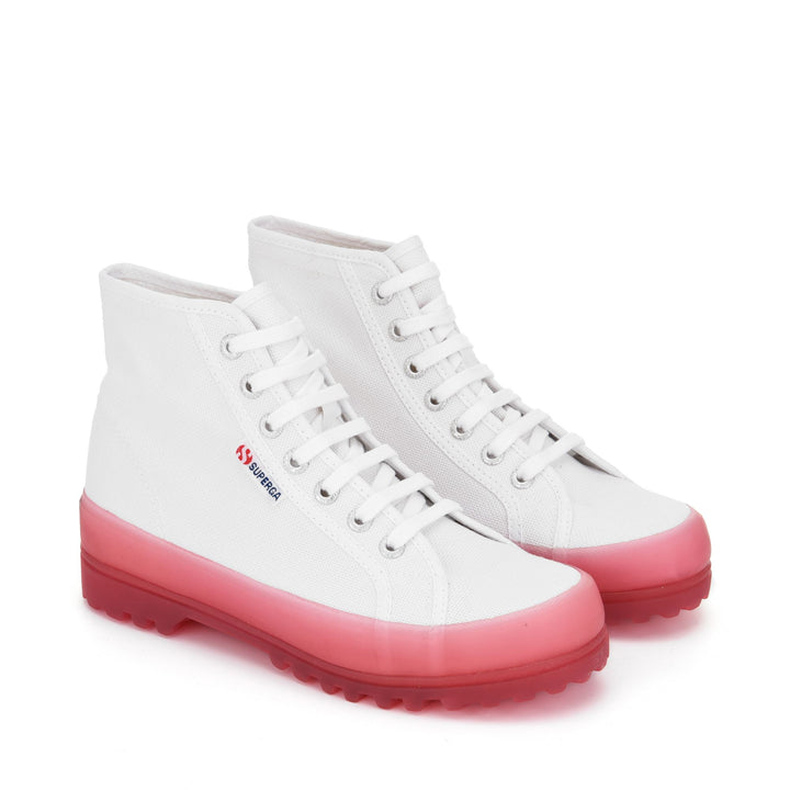 Ankle Boots Unisex 2341 ALPINA JELLYGUM COTU Laced WHITE-PINK EXTASE Dressed Front (jpg Rgb)	