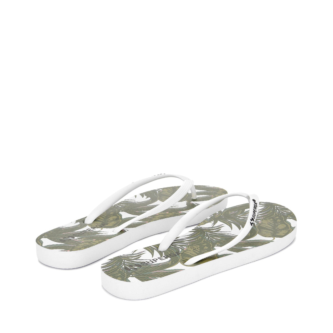 Slippers Woman 4121-FANRBRW Flip-Flop PALMS-WHITE Dressed Side (jpg Rgb)		