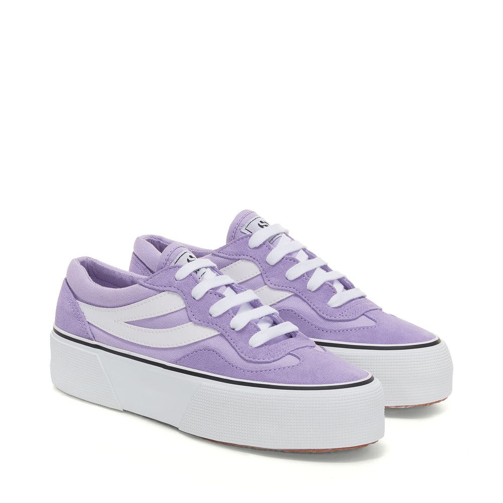 Sneakers Woman 3041 REVOLLEY COLORBLOCK PLATFORM Wedge VIOLET LILLA-WHITE Dressed Front (jpg Rgb)	