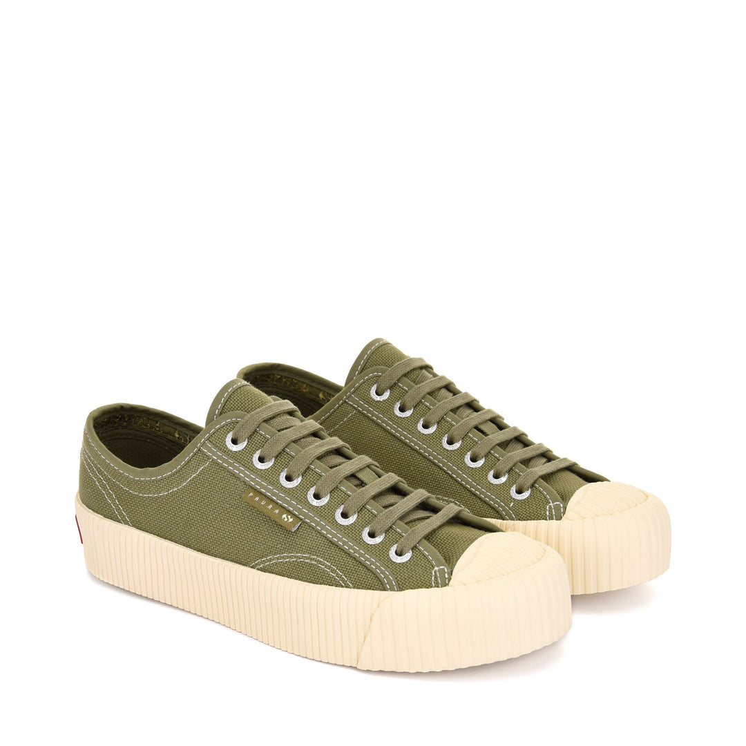 Sneakers Unisex 2482 COTTON Low Cut GREEN CAPULET OLIVE Dressed Front (jpg Rgb)	