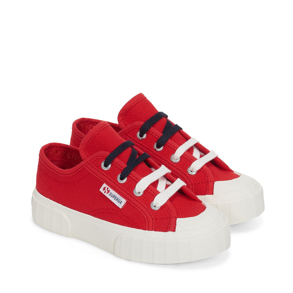 Sneakers Kid unisex 2630 KIDS STRIPE Low Cut RED-FAVORIO Dressed Front (jpg Rgb)	
