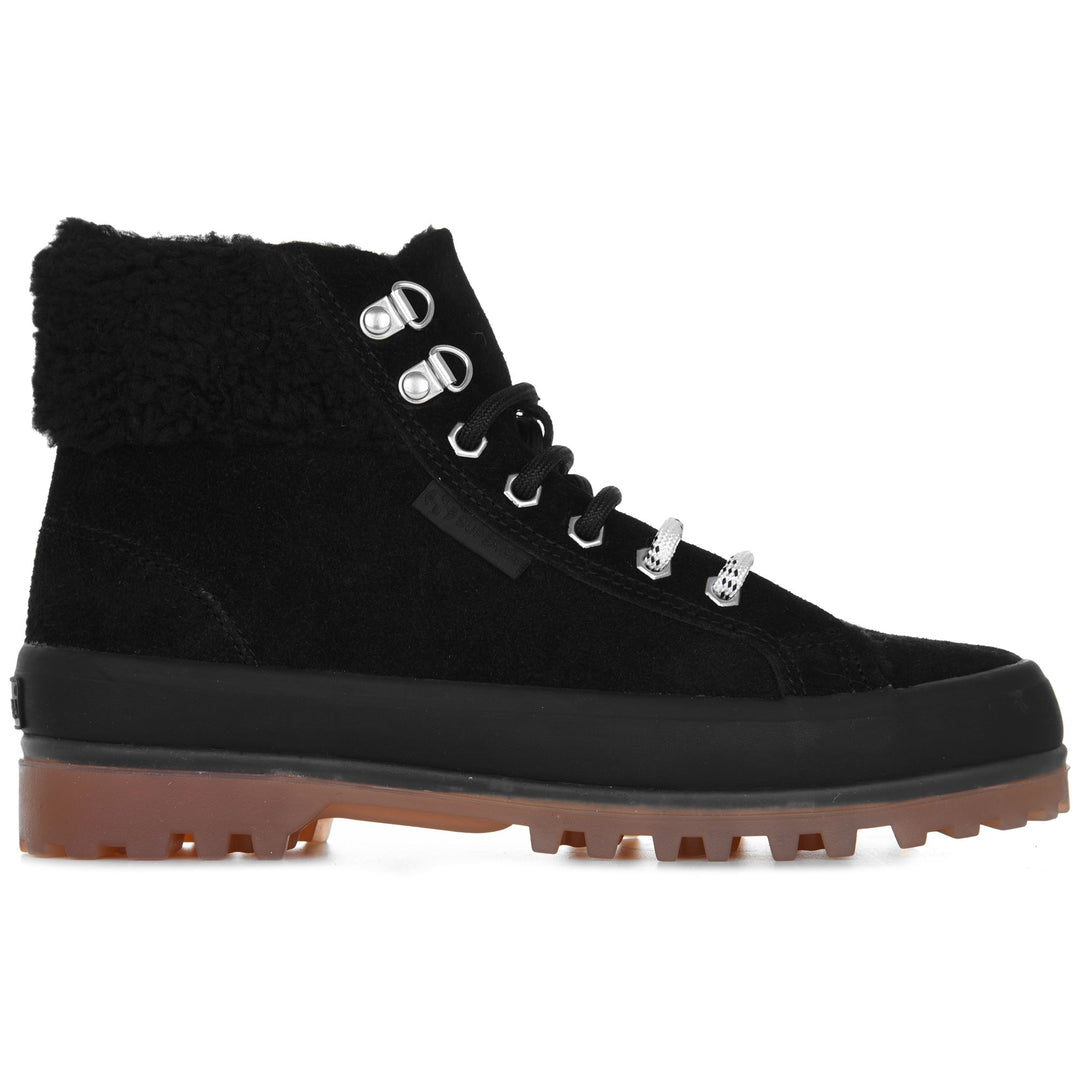 Ankle Boots Woman 2341 ALPINA SUEDE SHEARLING COLLAR Laced BLACK Photo (jpg Rgb)			