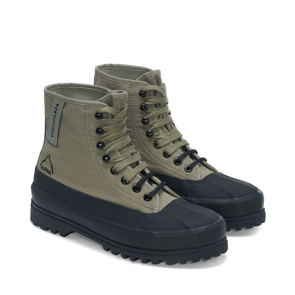 Ankle Boots Unisex 2481 ALPINA RIPSTOP Laced GREEN SAFARI-BLACK Dressed Front (jpg Rgb)	