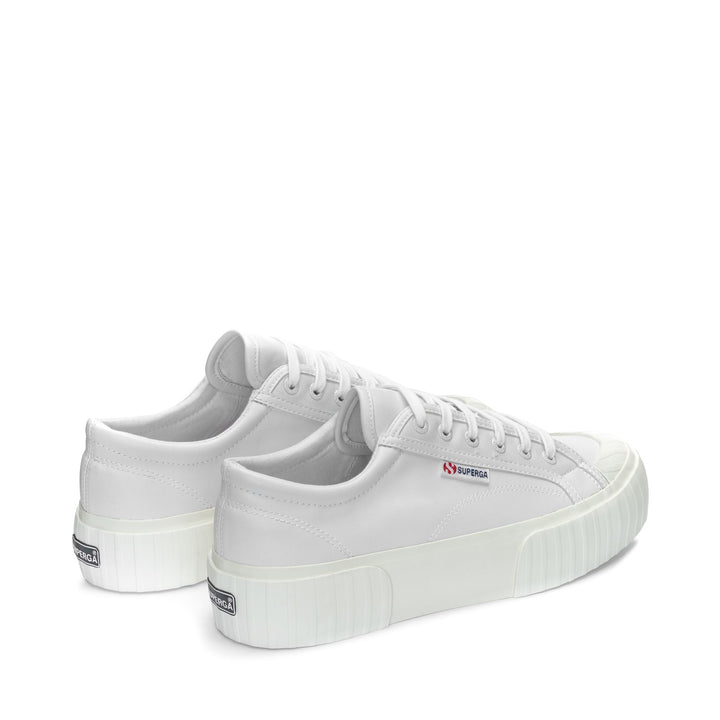 Woman's Platform Optical White Sneakers with Cotton Upper 3