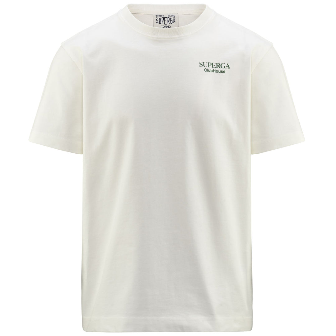 T-ShirtsTop Unisex T-SHIRT SUPERGA CLUBHOUSE T-Shirt WHITE AVORIO-GREEN Photo (jpg Rgb)			