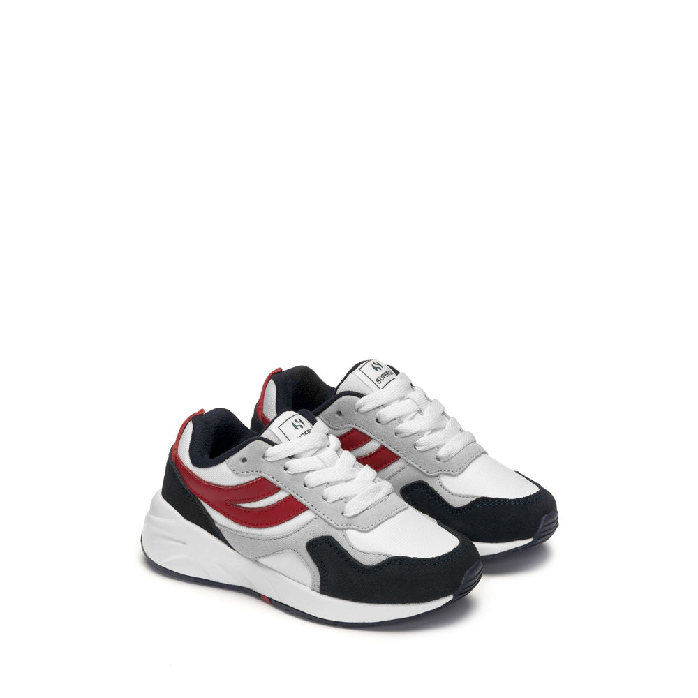 Sneakers Kid unisex 4073 KIDS TRAINING POLY SUEDE Low Cut BLUE NAVY-RED-GREY SILVER Dressed Front (jpg Rgb)	