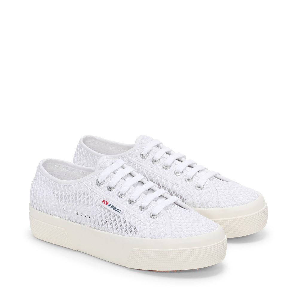 Zapatillas blancas de plataforma para mujer con parte superior de malla 02