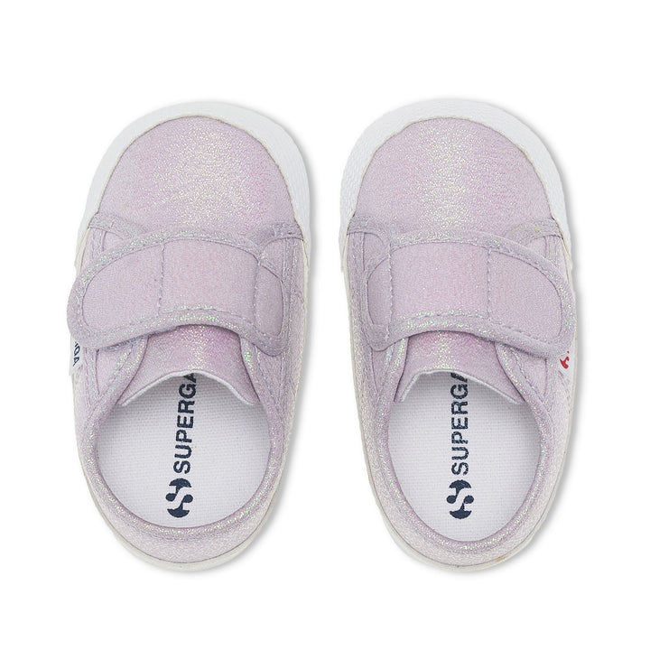 Sneakers Girl 4006 BABY STRAP LAME Low Cut PASTEL LILLA IRIDESCENT Dressed Back (jpg Rgb)		