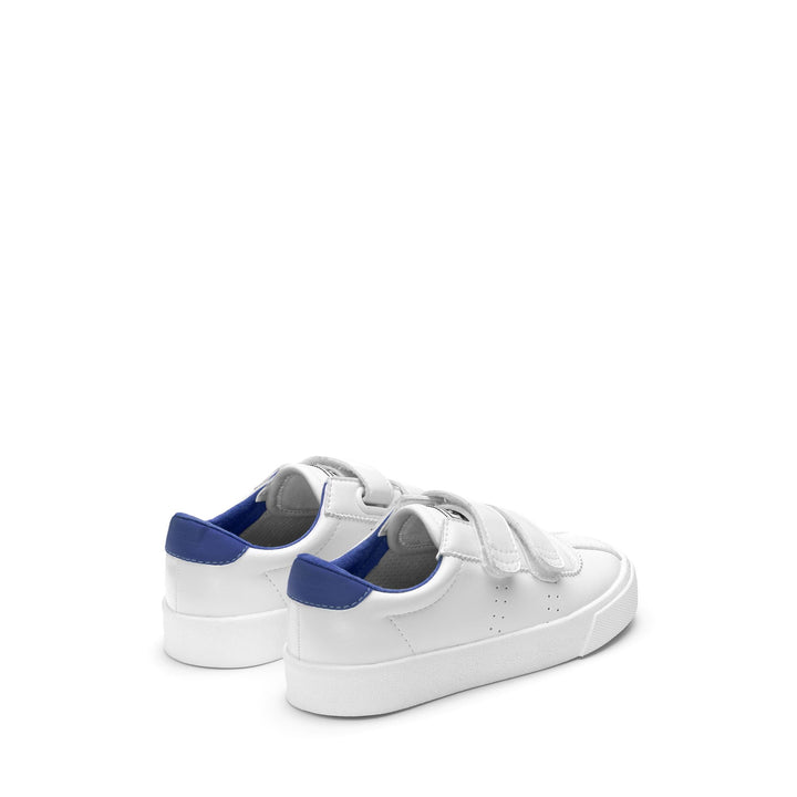Sneakers Kid unisex 2843 KIDS CLUB S STRAPS VEGAN MATERIAL Low Cut WHITE-BLUE COLD Dressed Side (jpg Rgb)		