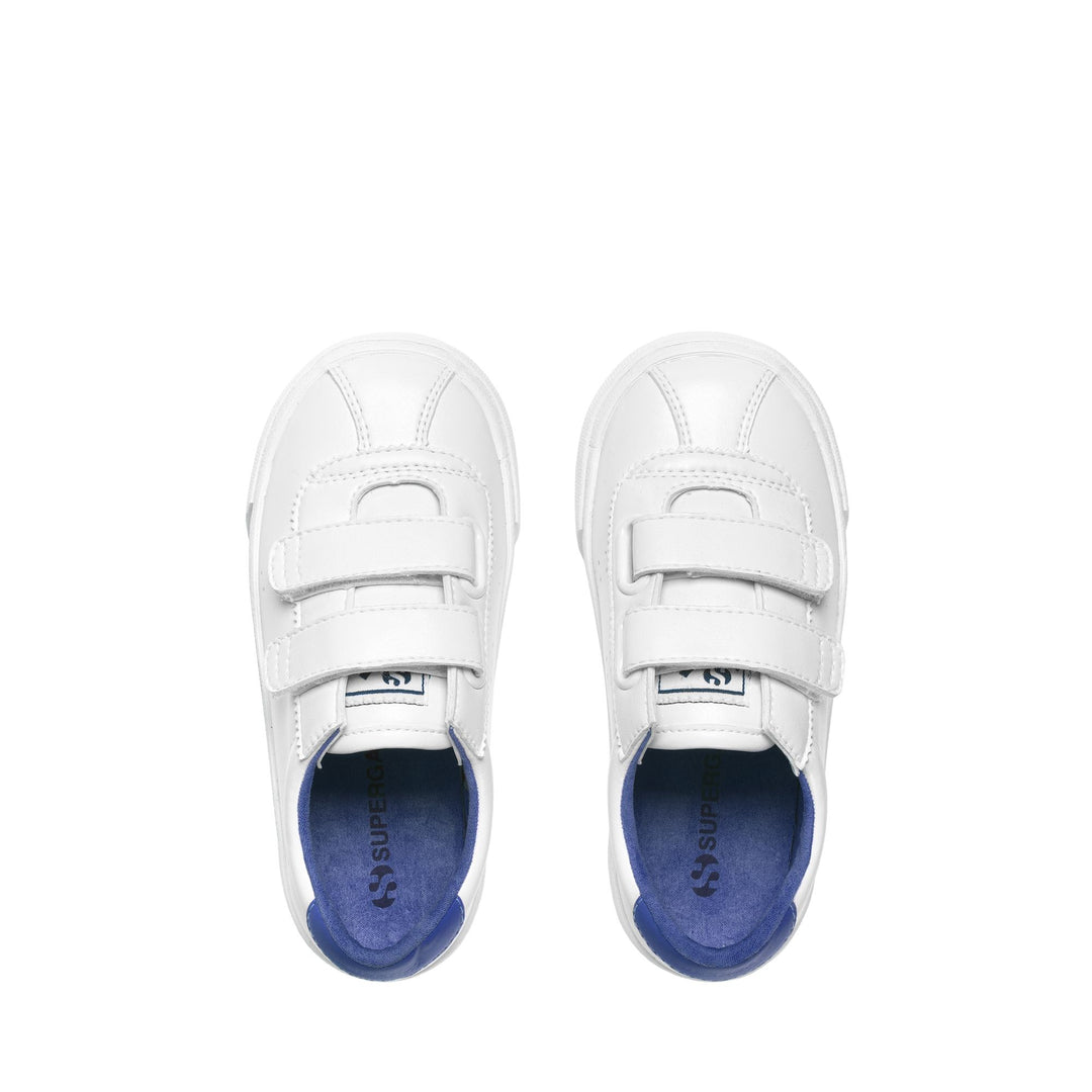 Sneakers Kid unisex 2843 KIDS CLUB S STRAPS VEGAN MATERIAL Low Cut WHITE-BLUE COLD Dressed Back (jpg Rgb)		