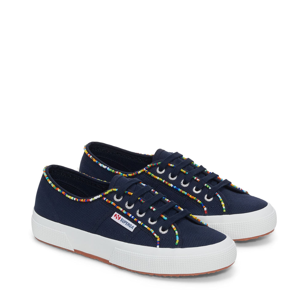 Woman's Low Cut Navy Sneakers with Cotton Upper 02