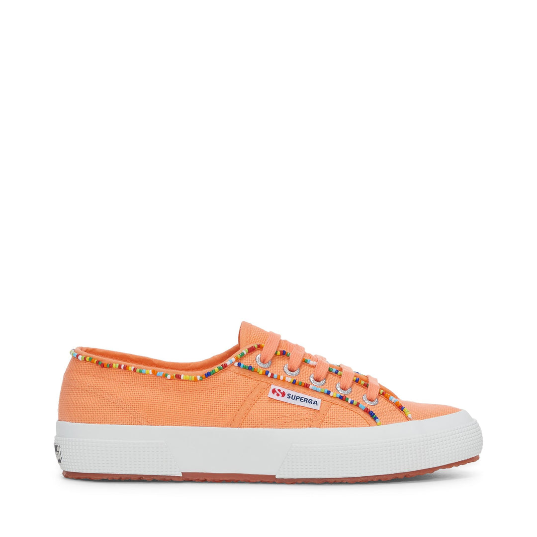 Woman's Low Cut Orange Sneakers with Cotton Upper 01