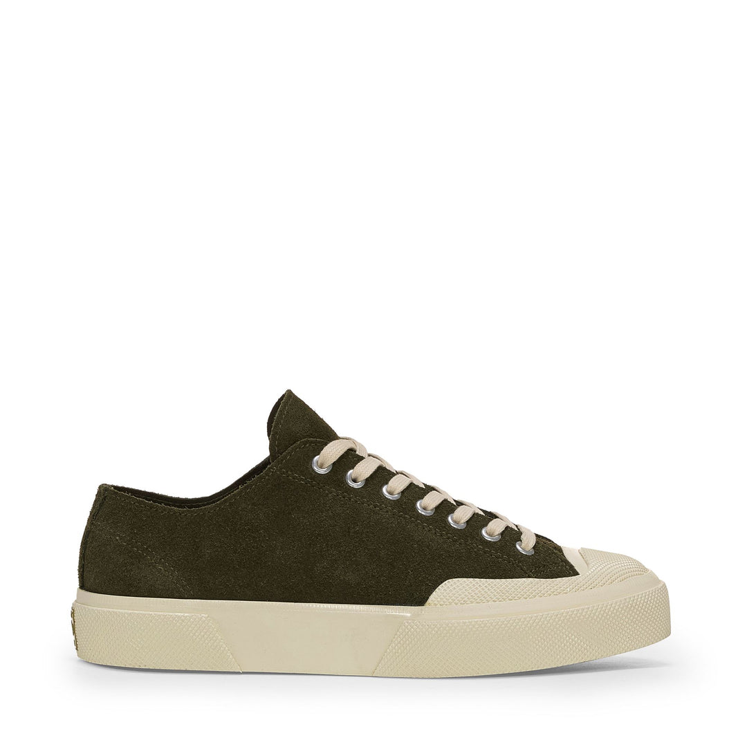 Unisex Green Low Cut Sneakers with Suede Upper 01