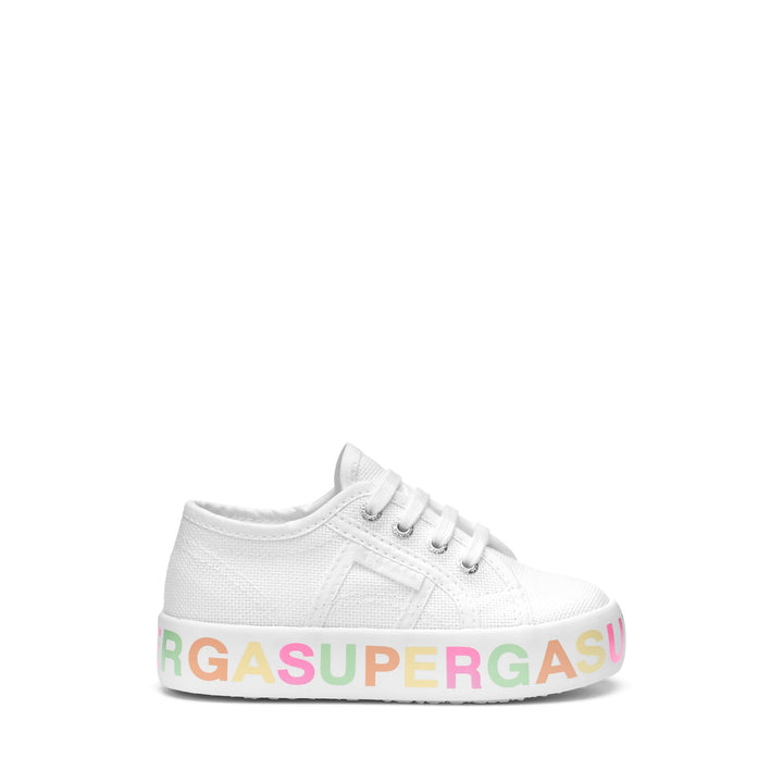 Lady Shoes Girl 2730 KIDS PLATFORM LETTERING Wedge WHITE-CANDY MULTICOLOR Photo (jpg Rgb)			