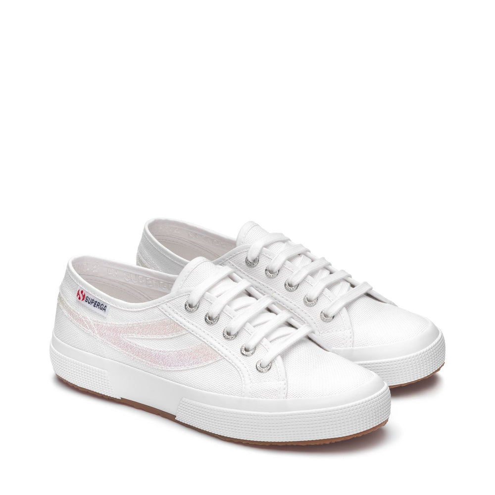 Sneakers Woman 2953 SWALLOW TAIL LAME Low Cut WHITE-IRIDESCENT Dressed Front (jpg Rgb)	