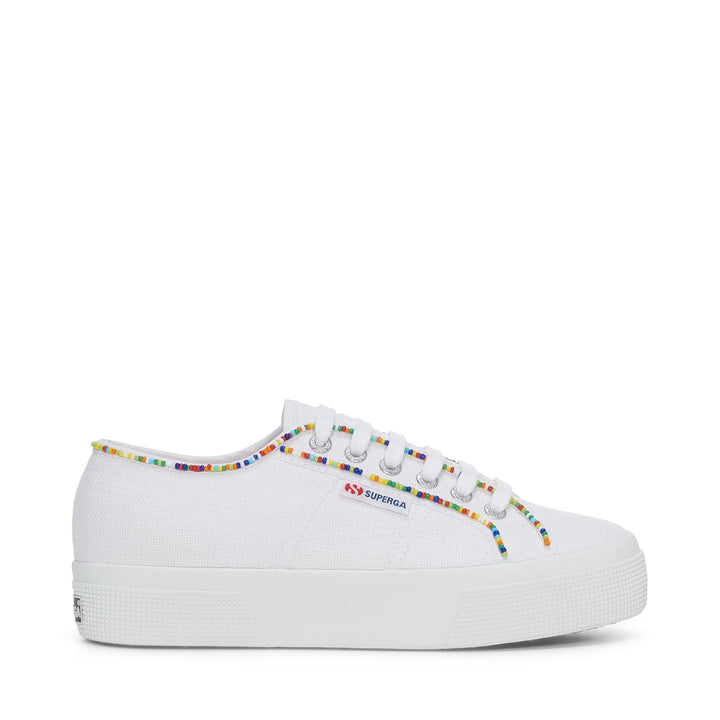 Lady Shoes Woman 2740 MULTICOLOR BEADS Wedge WHITE-MULTICOLOR BEADS Photo (jpg Rgb)			