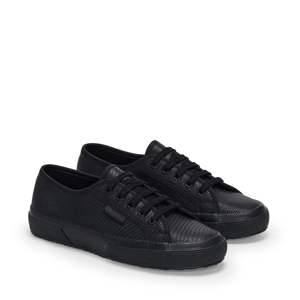 Woman's Classic Total Black Sneakers with Leather Upper 02