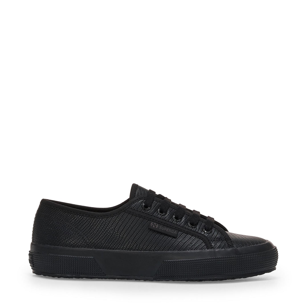 Woman's Classic Total Black Sneakers with Leather Upper 01