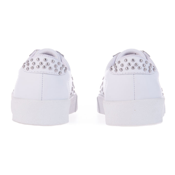 Sneakers Girl 2843 KIDS CLUB S LEATHER STUDS Low Cut WHITE-SILVER Detail (jpg Rgb)			