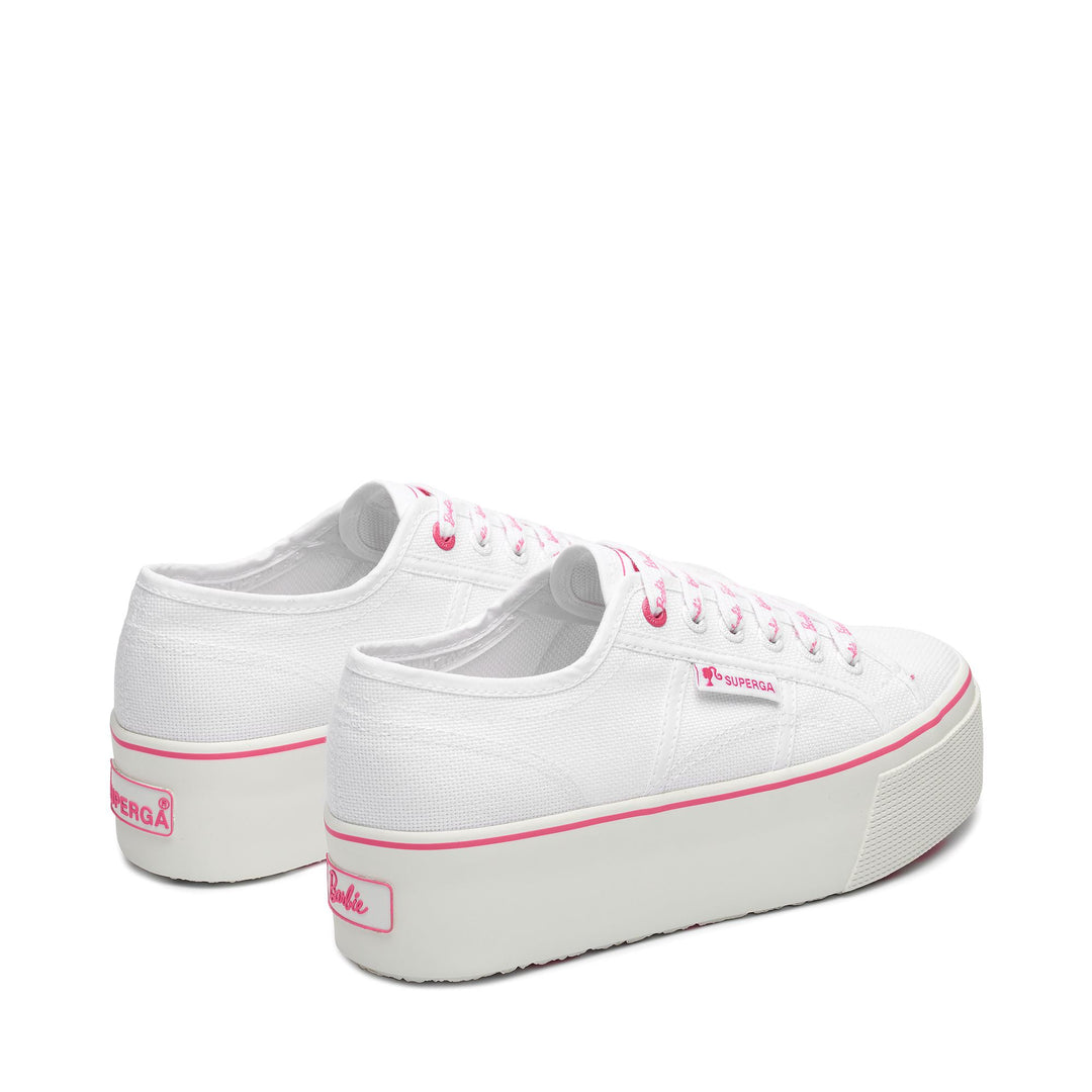 Lady Shoes Woman 2790 BARBIE CLASSIC Wedge WHITE - PINK Dressed Side (jpg Rgb)		