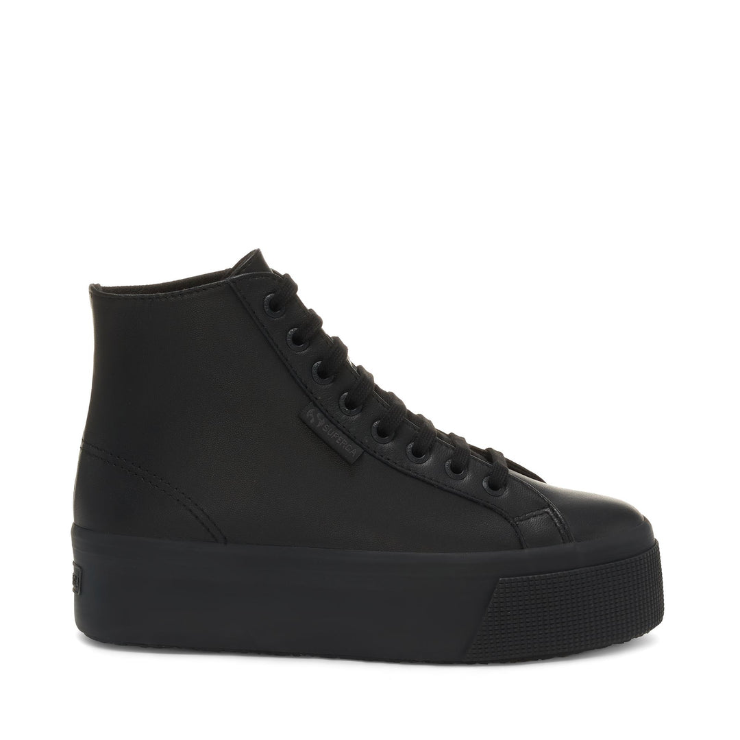 Woman's Platform Black Sneakers with Nappa Leather Upper main