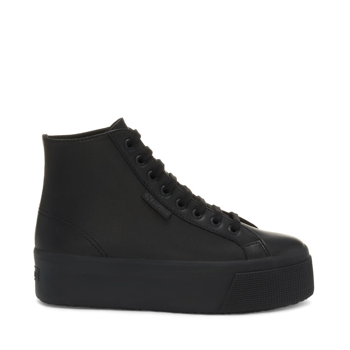 Woman's Platform Black Sneakers with Nappa Leather Upper 1