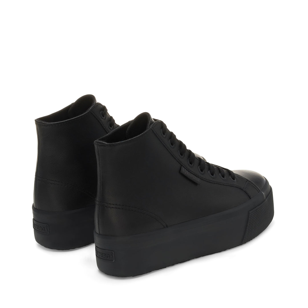 Woman's Platform Black Sneakers with Nappa Leather Upper main