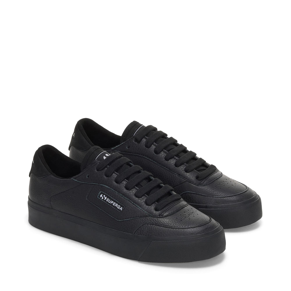 Sneakers Unisex 3843 COURT Low Cut TRIPLE BLACK Dressed Front (jpg Rgb)	