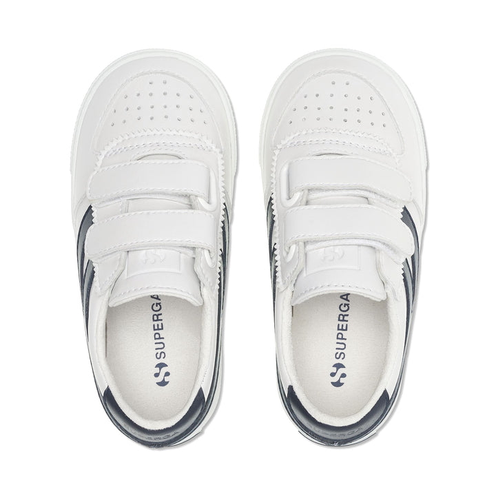 Sneakers Kid unisex 2846 KIDS SEATTLE STRAPS VEGAN MATERIAL Low Cut WHITE-BLUE GREY DK Dressed Back (jpg Rgb)		