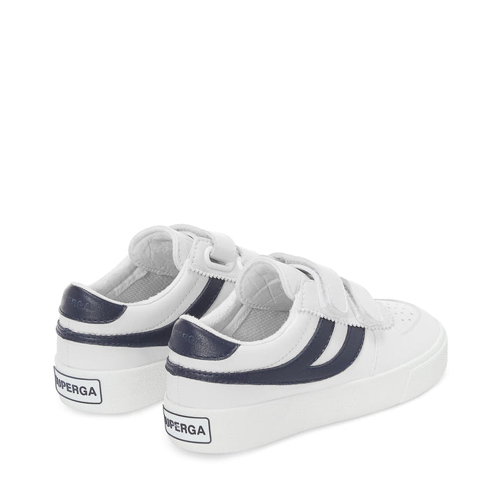 Sneakers Kid unisex 2846 KIDS SEATTLE STRAPS VEGAN MATERIAL Low Cut WHITE-BLUE GREY DK Dressed Side (jpg Rgb)		