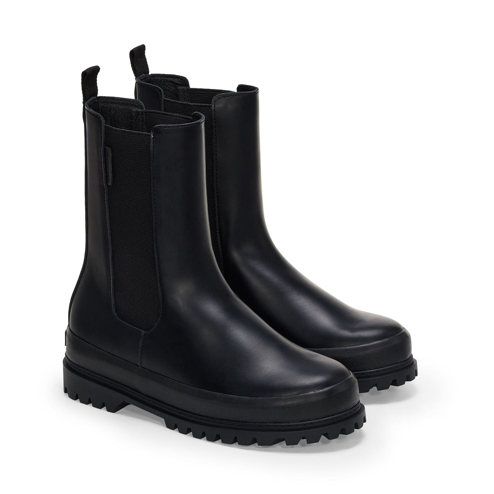 Woman's Ankle Black Boots with Leather Upper 02