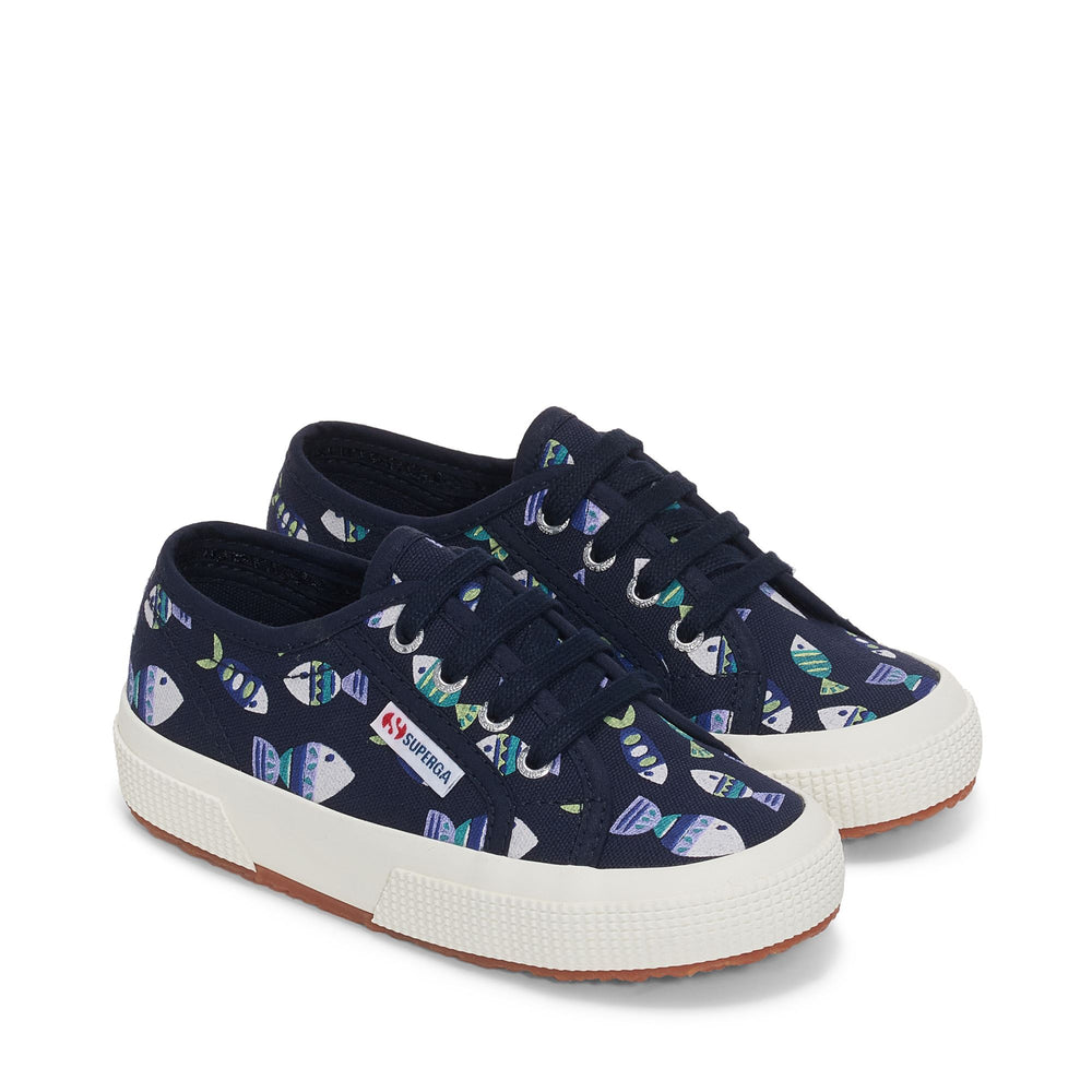 Le Superga Boy 2750 KIDS CANDY FISH Low Cut BLUE NAVY CANDY FISH Dressed Front (jpg Rgb)	