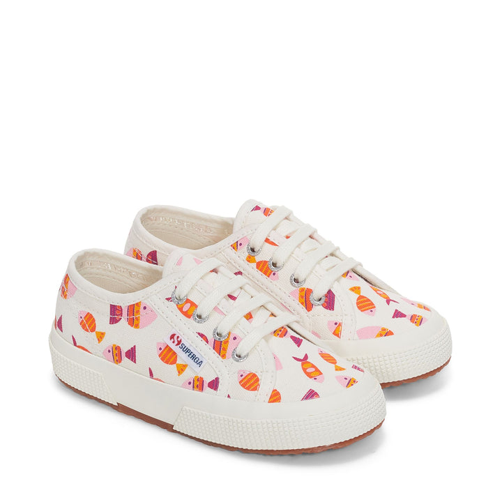 Le Superga Boy 2750 KIDS CANDY FISH Low Cut WHITE AVORIO CANDY FISH Dressed Front (jpg Rgb)	