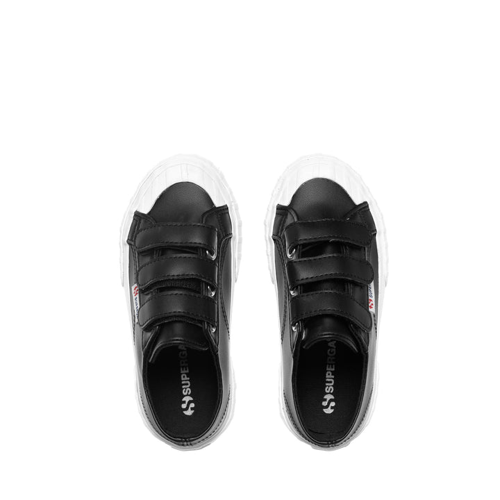 Sneakers Kid unisex 2630 KIDS STRIPE STRAPS SYNTHETIC MATERIAL Low Cut BLACK Dressed Back (jpg Rgb)		